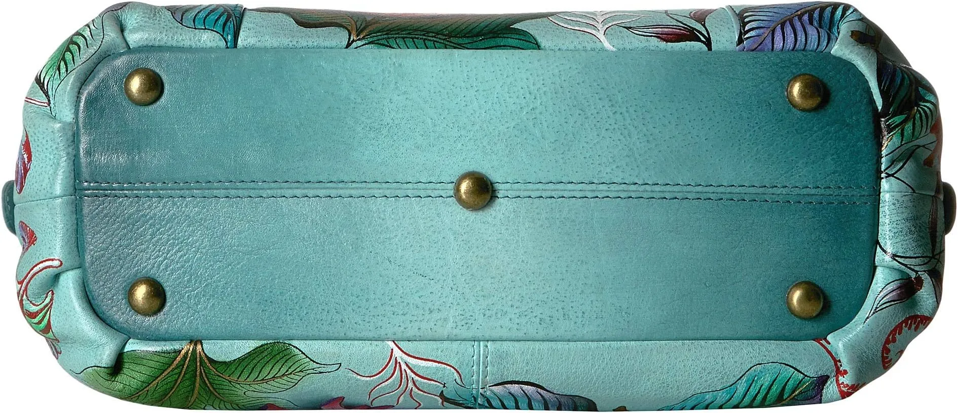 469 Medium bag with three compartments Anuschka, color Jardin Bleu