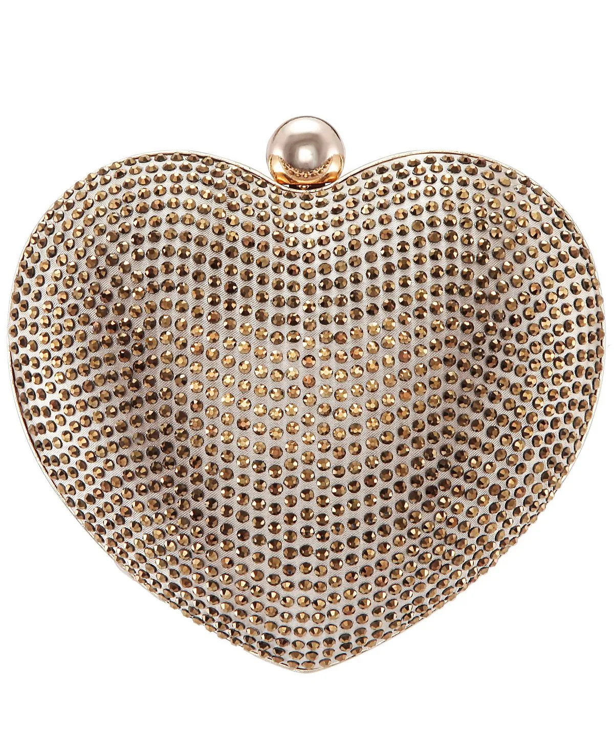 Amorie crystal minaudiere clutch with Nina heart embellishment, gold