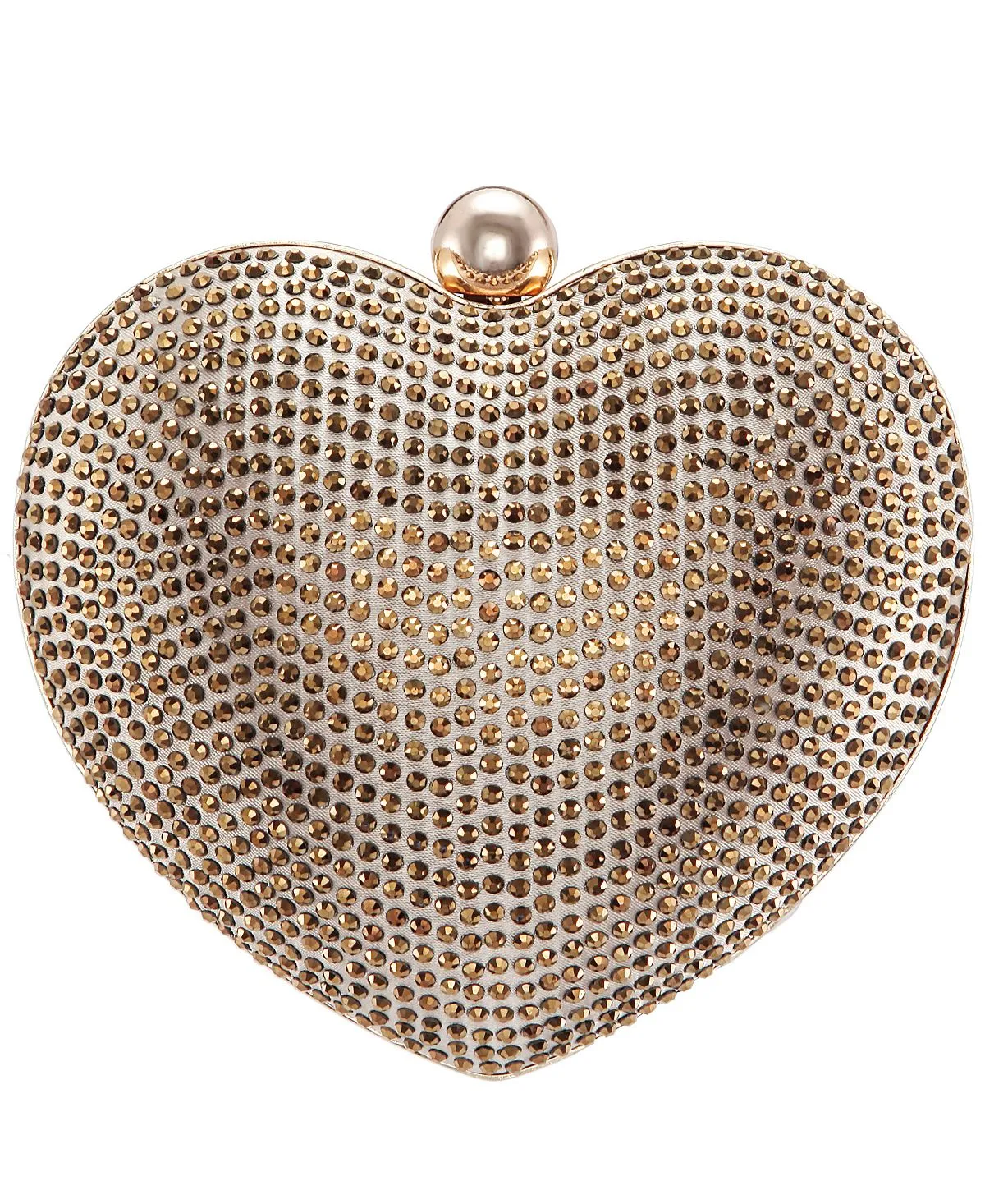 Amorie crystal minaudiere clutch with Nina heart embellishment, gold