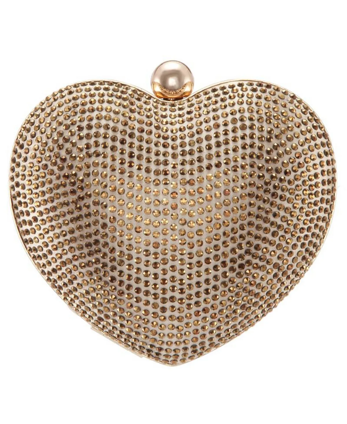 Amorie crystal minaudiere clutch with Nina heart embellishment, gold