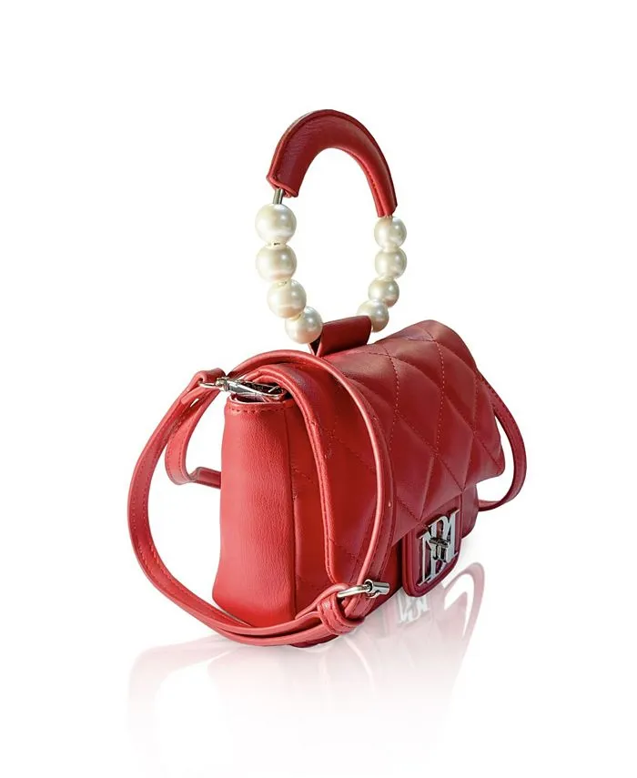 Badgley Mischka Women's Quilted Mini Flap Bag, Red