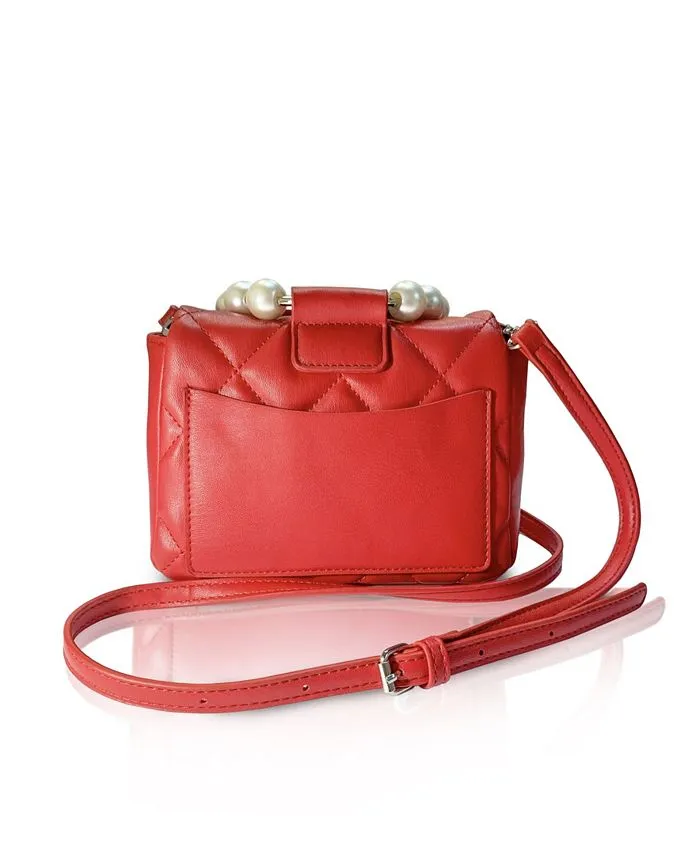 Badgley Mischka Women's Quilted Mini Flap Bag, Red