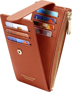 Badiya RFID Card Holder Wallet for Women Slim Wallets Bifold Multi Card Case Zipper Coin Purse