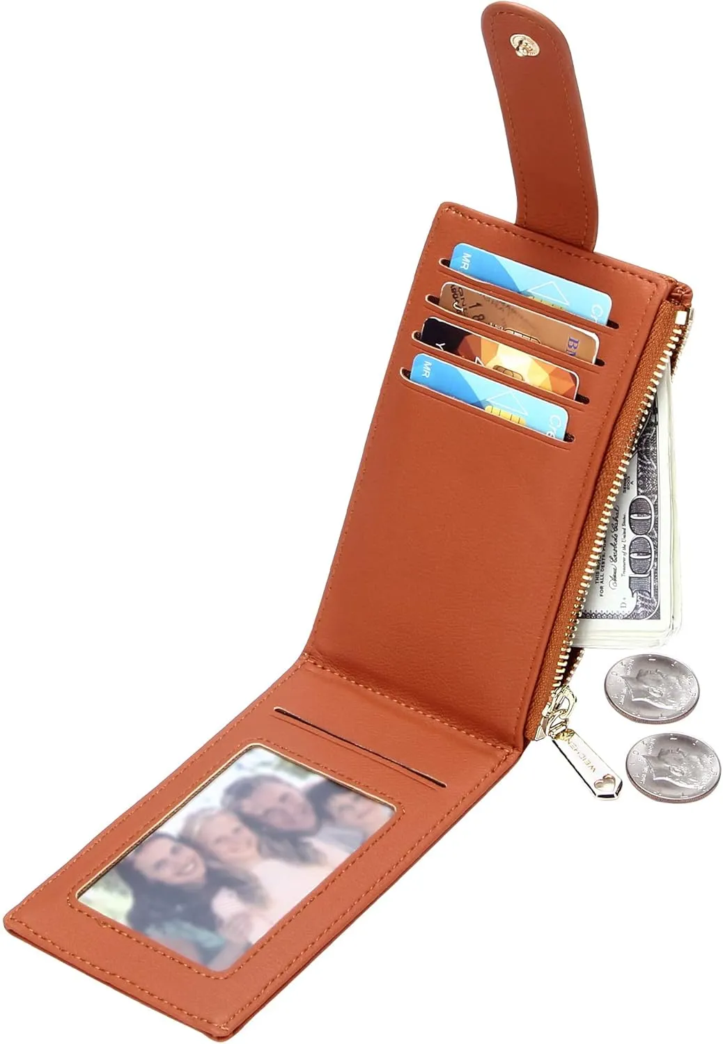 Badiya RFID Card Holder Wallet for Women Slim Wallets Bifold Multi Card Case Zipper Coin Purse