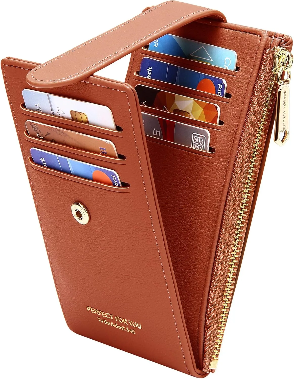 Badiya RFID Card Holder Wallet for Women Slim Wallets Bifold Multi Card Case Zipper Coin Purse