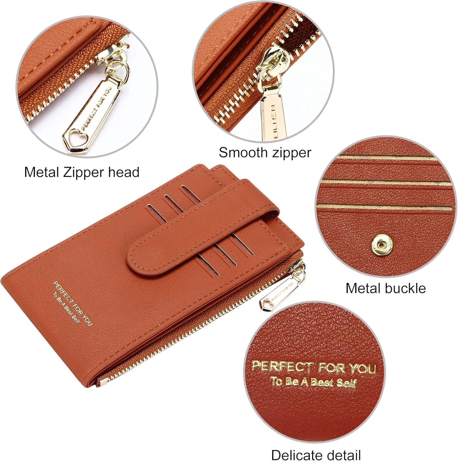 Badiya RFID Card Holder Wallet for Women Slim Wallets Bifold Multi Card Case Zipper Coin Purse
