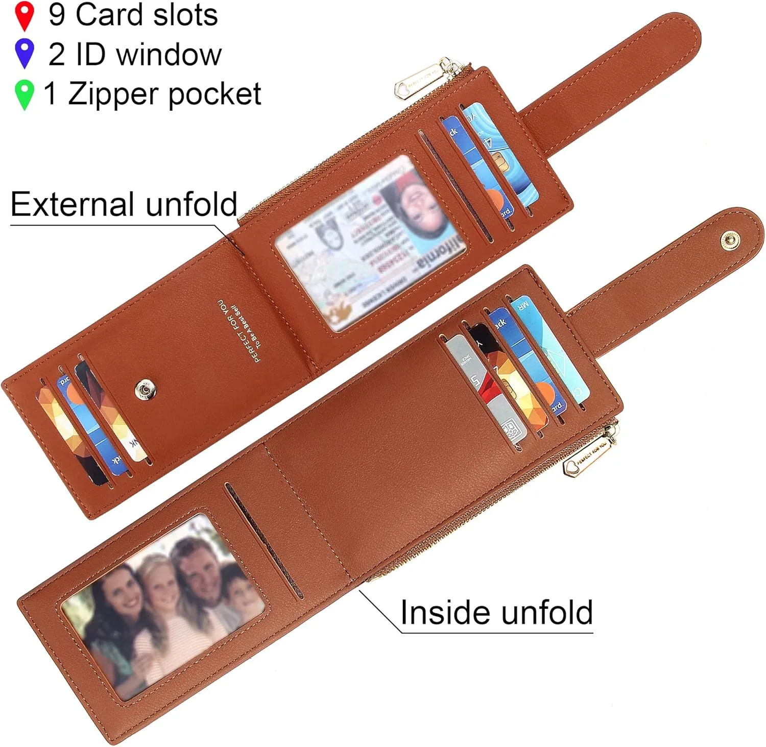 Badiya RFID Card Holder Wallet for Women Slim Wallets Bifold Multi Card Case Zipper Coin Purse