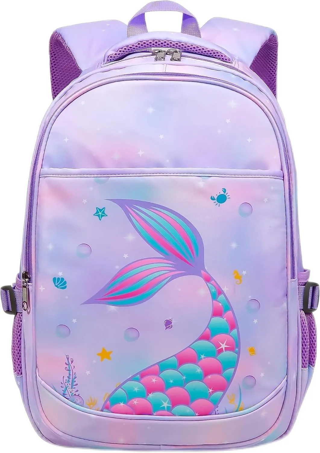 BLUEFAIRY Kids Backpack for Girls Elementary School Bags Kindergarten Primary School Bags Bookbags Back to School Book Bags Gifts Large Campartments Mochilas para Nios 17" Mermaid Purle