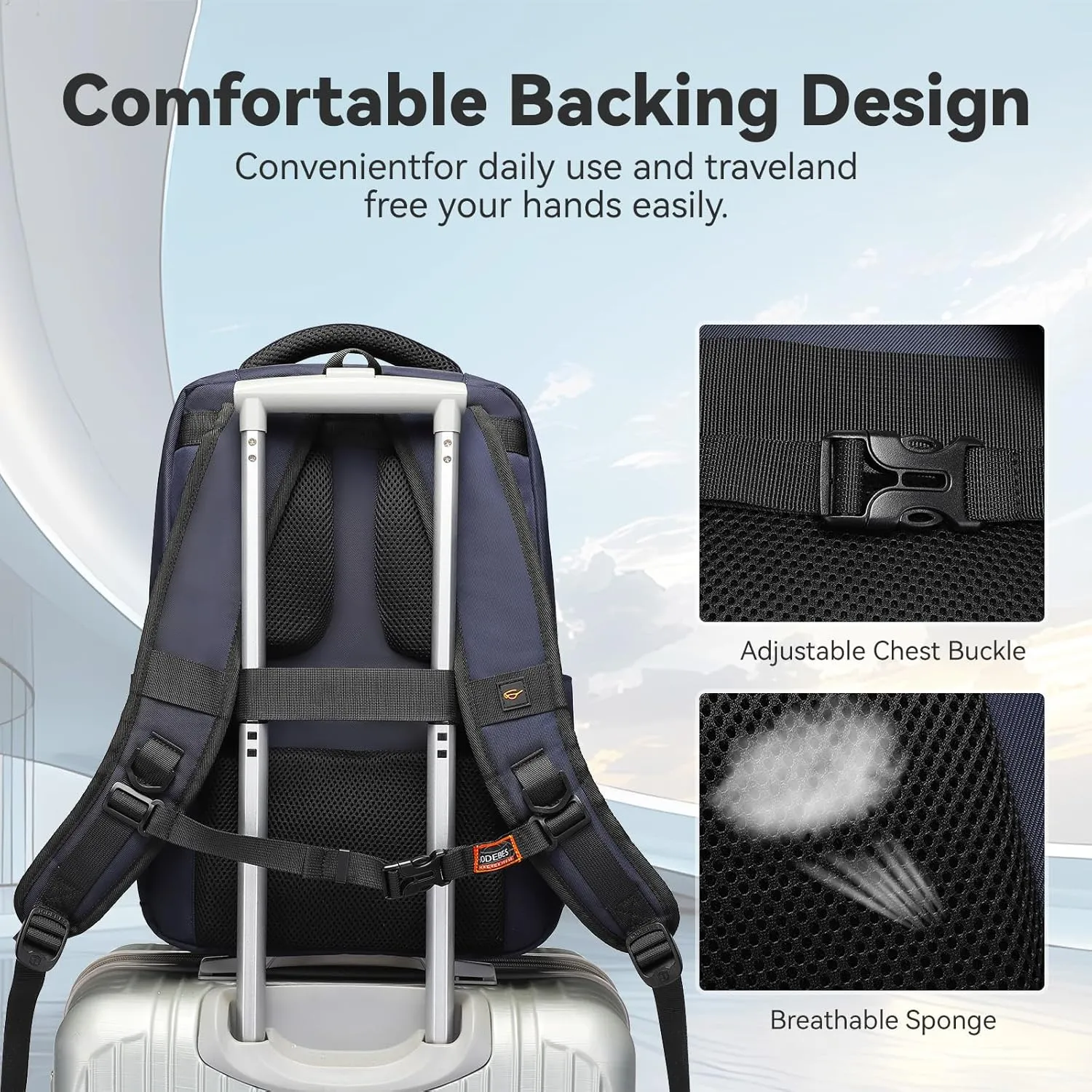 Business Laptop Backpack for Men, Water Resistant Slim Travel Backpack with Anti-Theft Pocket, Lightweight Work Backpack for Travel, Office, or Daily Commute, Fits 17.3 Inch Laptop(Navy Blue)