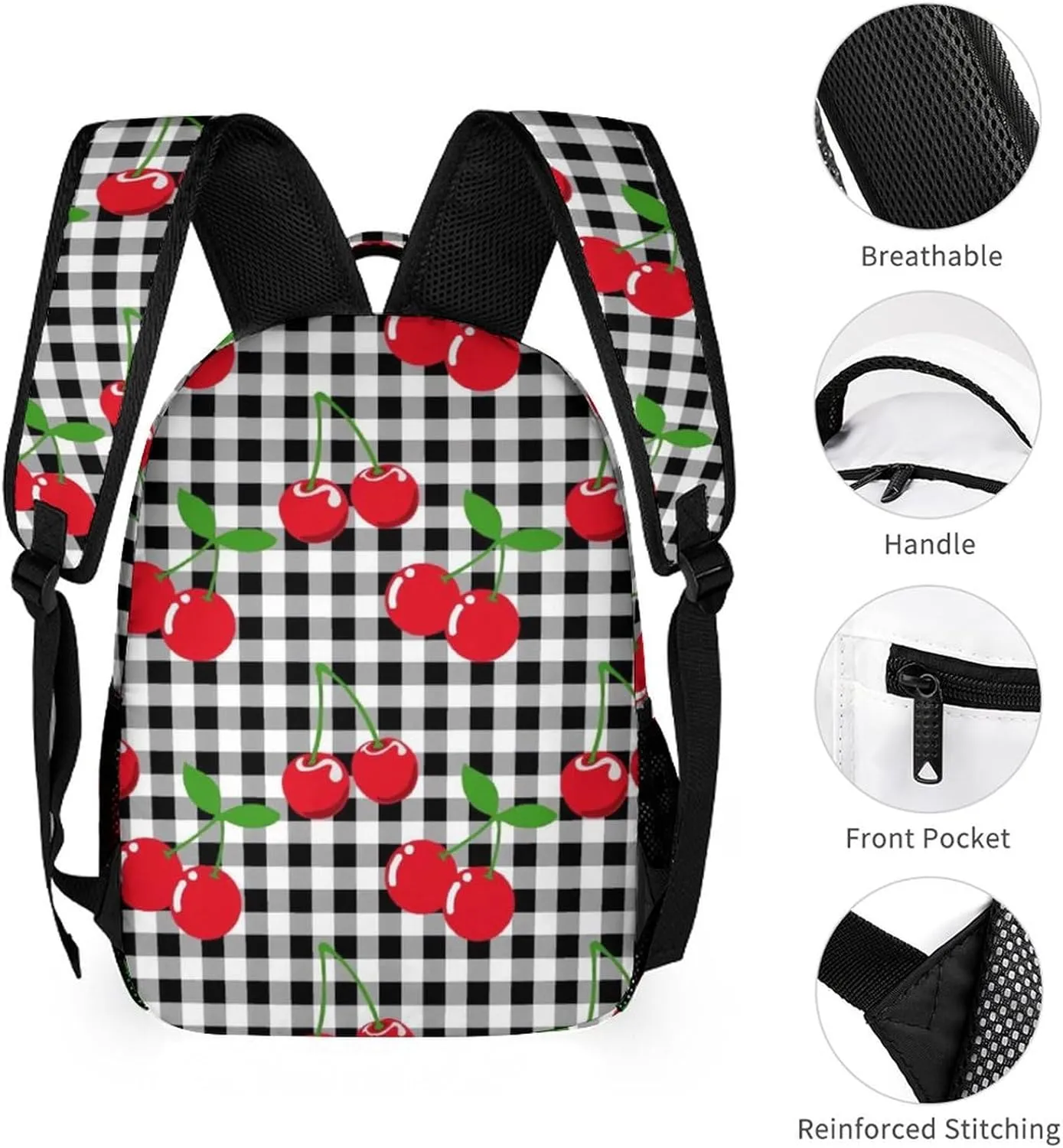 Cherry Backpack Lightweight Cherries Bags Travel Camping Backpacks Shoulder Bags For Men Women