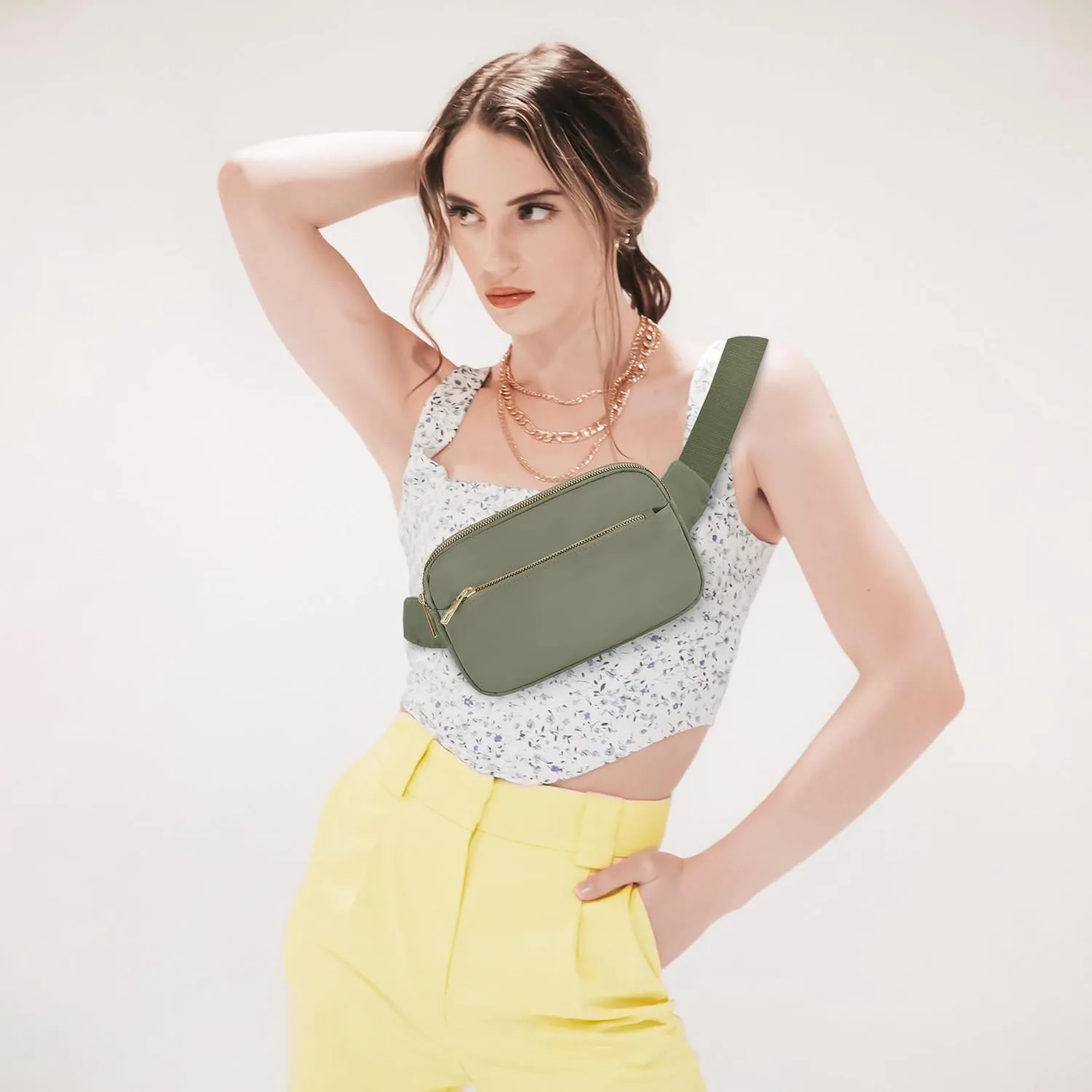 Fashion Fanny Bag-Waist Pack With Adjustable Belt Bag-Unisex Crossbody Pack Khaki Green