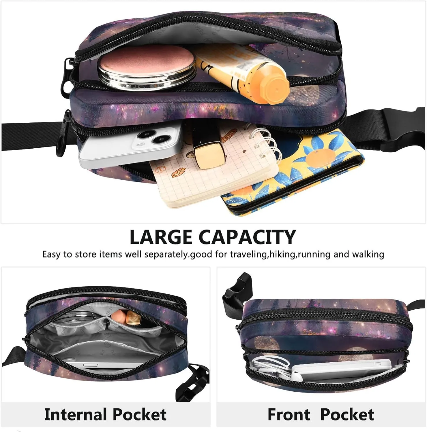 Froest Belt Bag for Women Fanny Pack Lightweight Waist Bags Waterproof for Travel Walking Running Hiking Cycling