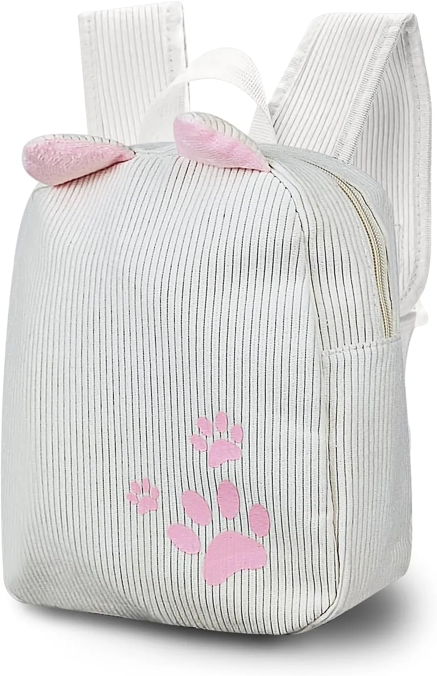 Girls Backpack, Corduroy Cute Small Backpacks for Girls and Women, Delicate Girls Backpack Purse for Travel (beige)