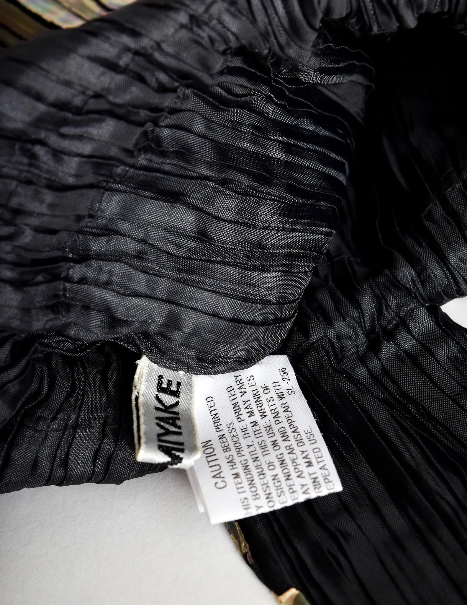 Issey Miyake Vintage Black & Gold Iridescent Pleated Bag