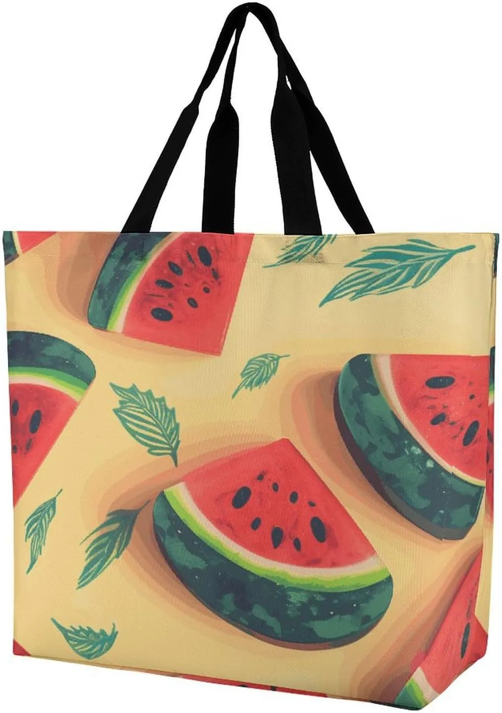 Large Capacity Shoulder Bag Tote Bags Summer Watermelon Print Grocery Handbags Portable Reusable Casual Shopping
