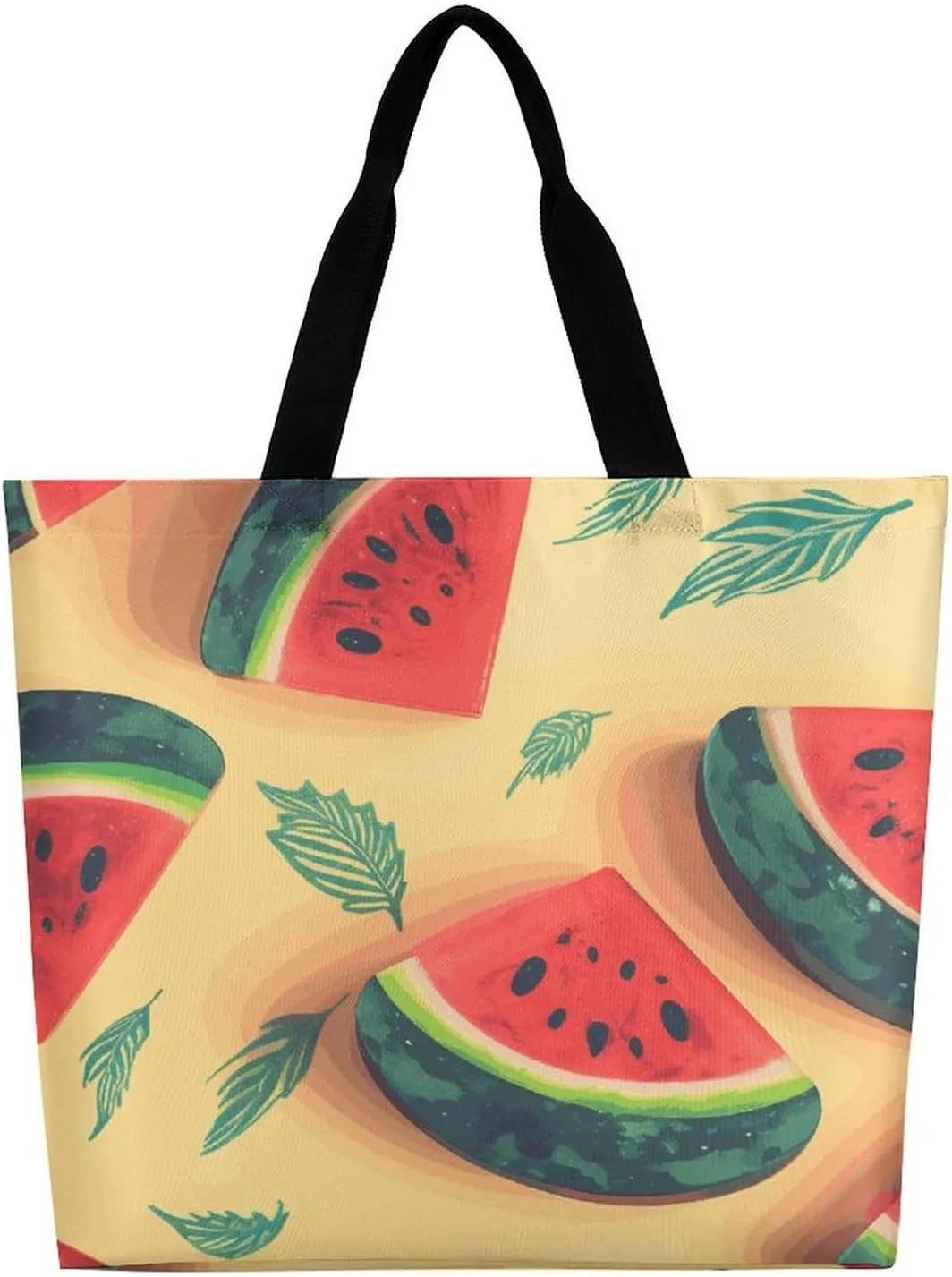Large Capacity Shoulder Bag Tote Bags Summer Watermelon Print Grocery Handbags Portable Reusable Casual Shopping
