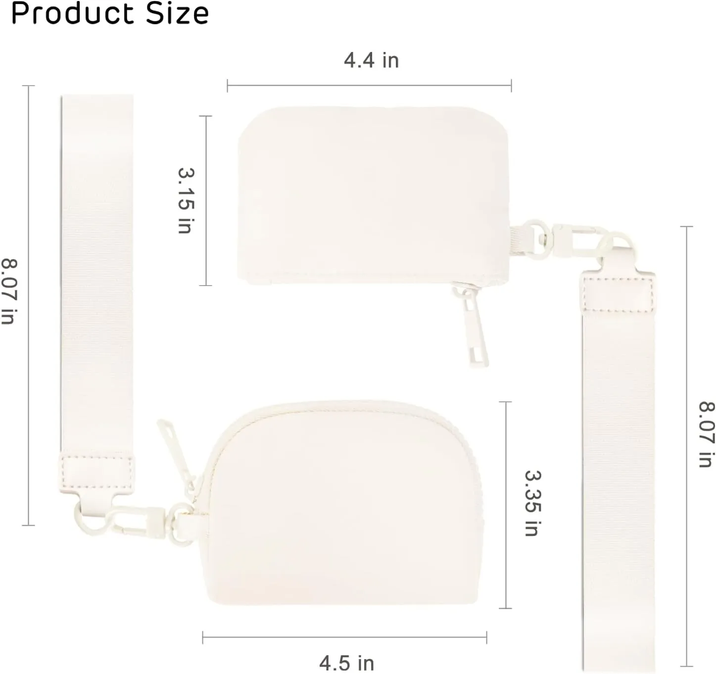 Mini Zip Around Wristlet Wallets for Women Small Portable Coin Purse Dual Pouch Keychain Wristlet Gifts for Women Travel Sports Outdoors (Beige)