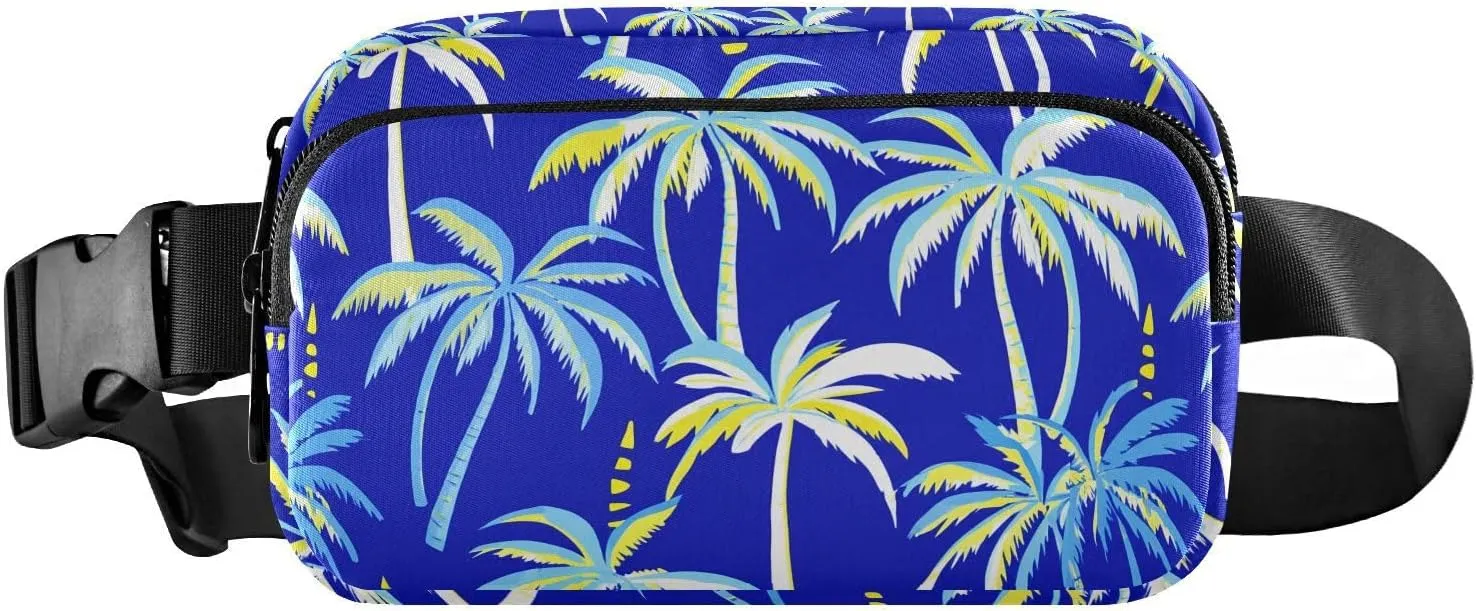 Palm Trees Fanny Packs for Women Men Crossbody Bag Fashion Waist Packs Sling Belt Bag Waist Pouch with Adjustable Strap for Travel Hiking Outdoors