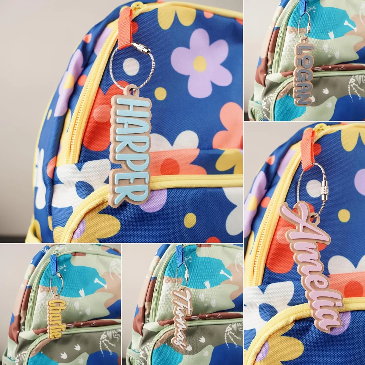 Personalized Backpack Name tags, Kids Custom Backpack Keychains, Name Tags, Diaper Bag Tags, Lunch Box Keychain