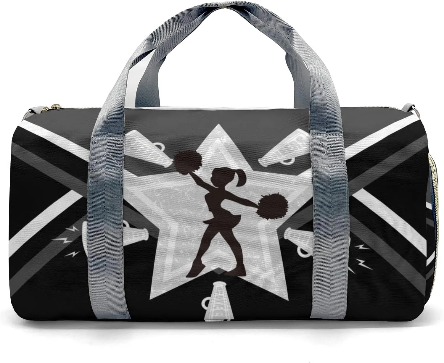 Personalized Name Duffel Bag Cheerleader Cheer Quote Grey Ultimate Travel Bags: Your Companion for Every Adventure