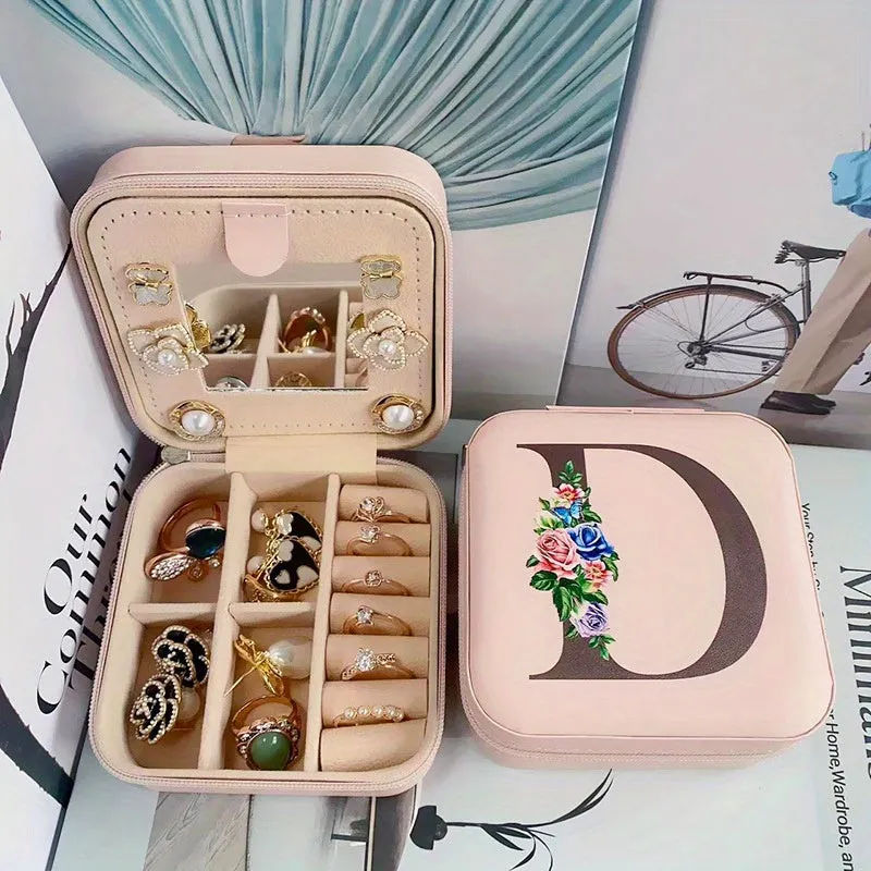 Portable Travel Jewelry Case and Organizer with Mirror