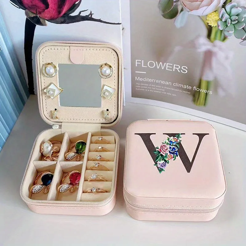 Portable Travel Jewelry Case and Organizer with Mirror