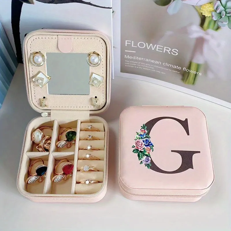 Portable Travel Jewelry Case and Organizer with Mirror