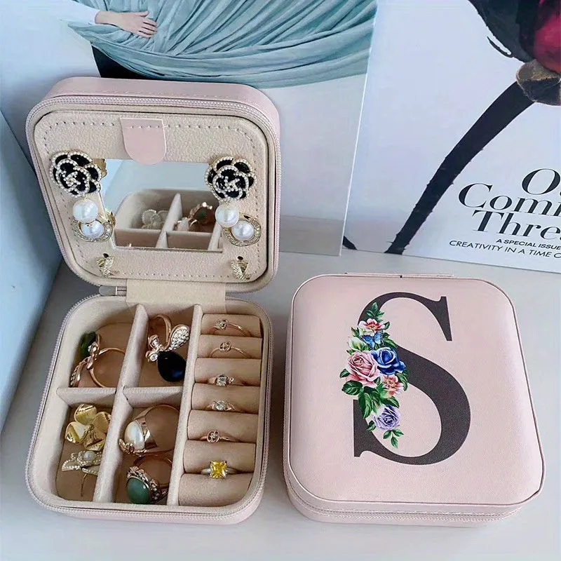 Portable Travel Jewelry Case and Organizer with Mirror