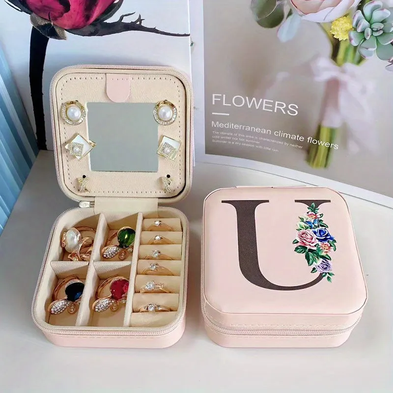 Portable Travel Jewelry Case and Organizer with Mirror
