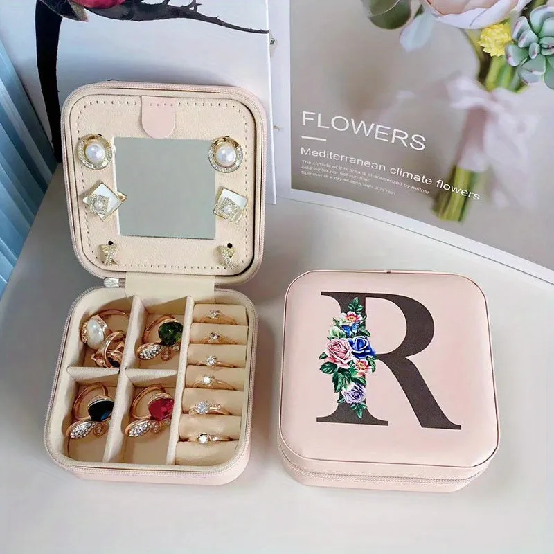 Portable Travel Jewelry Case and Organizer with Mirror