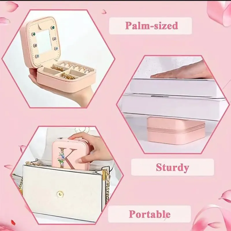 Portable Travel Jewelry Case and Organizer with Mirror