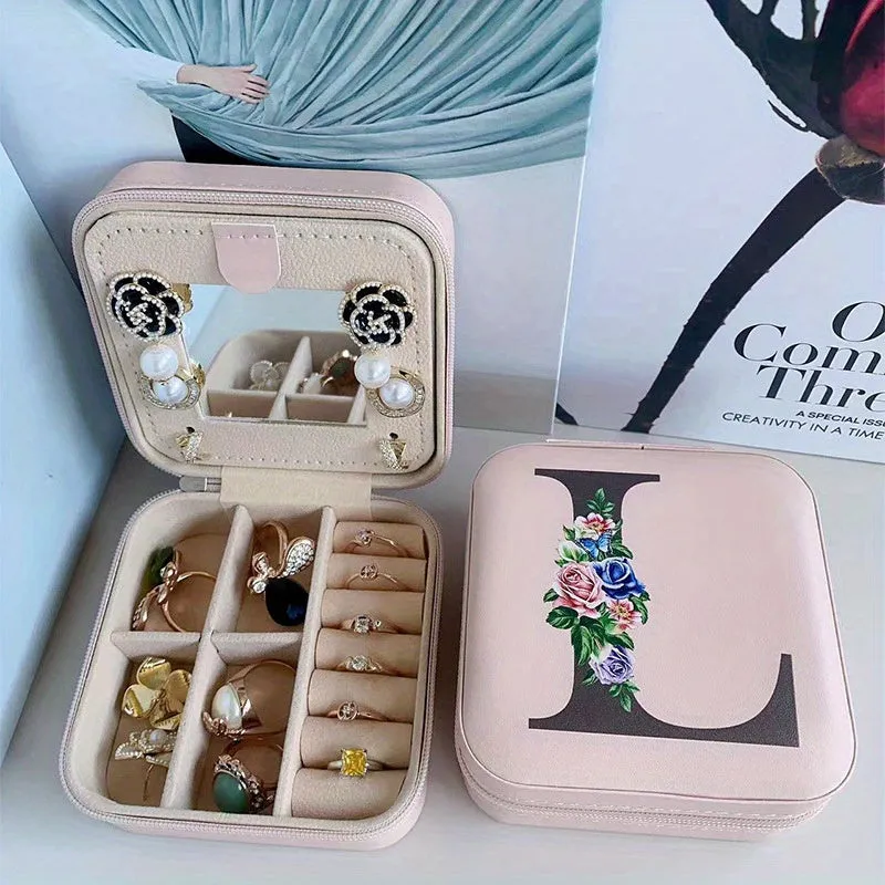 Portable Travel Jewelry Case and Organizer with Mirror
