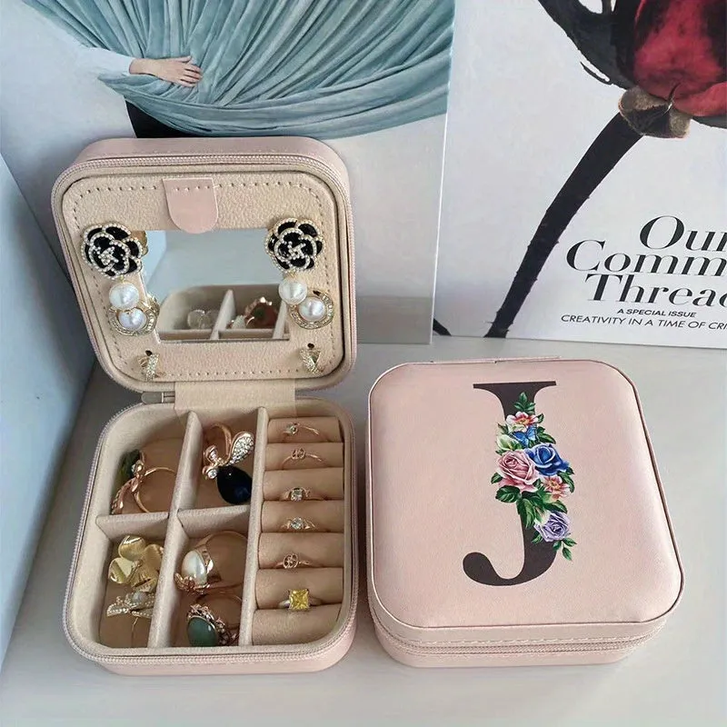 Portable Travel Jewelry Case and Organizer with Mirror