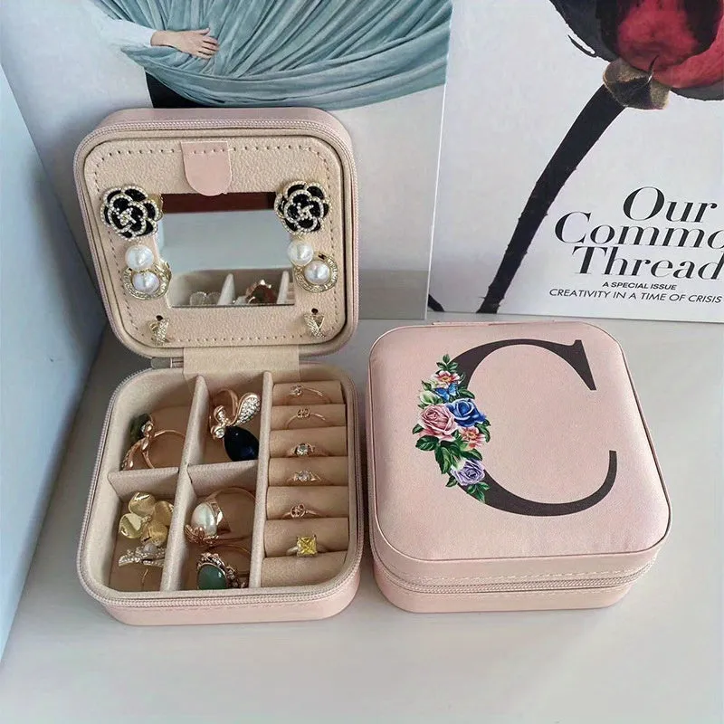 Portable Travel Jewelry Case and Organizer with Mirror