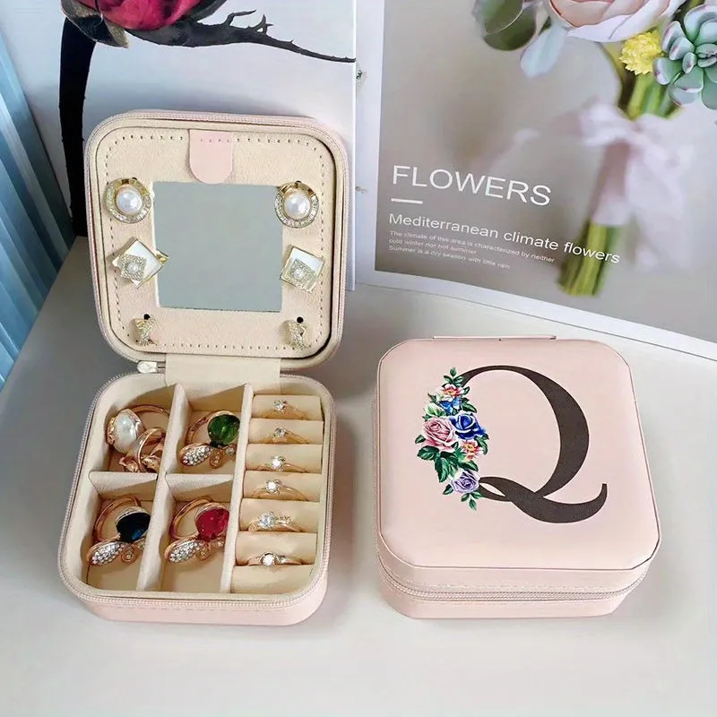 Portable Travel Jewelry Case and Organizer with Mirror