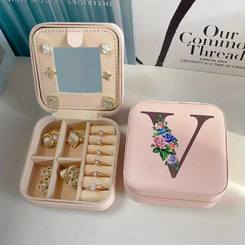Portable Travel Jewelry Case and Organizer with Mirror
