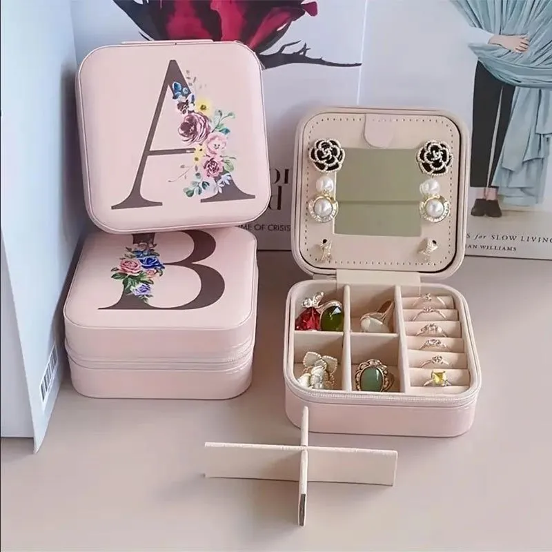 Portable Travel Jewelry Case and Organizer with Mirror