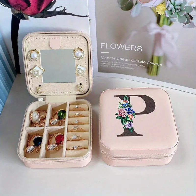 Portable Travel Jewelry Case and Organizer with Mirror