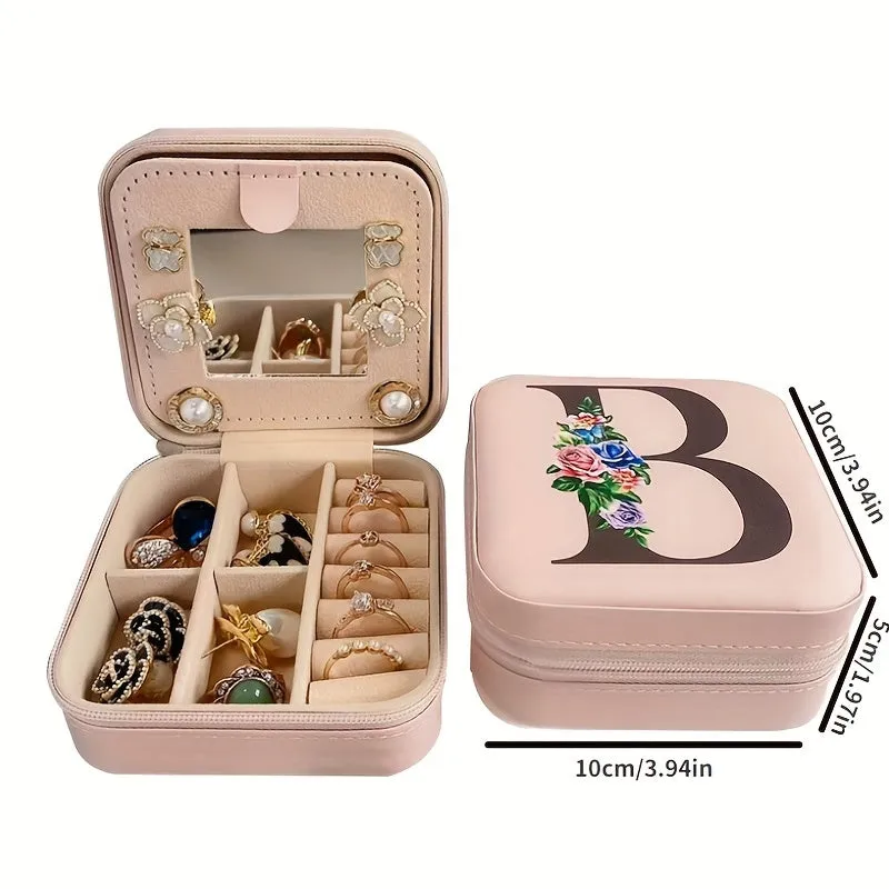Portable Travel Jewelry Case and Organizer with Mirror