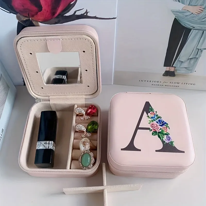 Portable Travel Jewelry Case and Organizer with Mirror