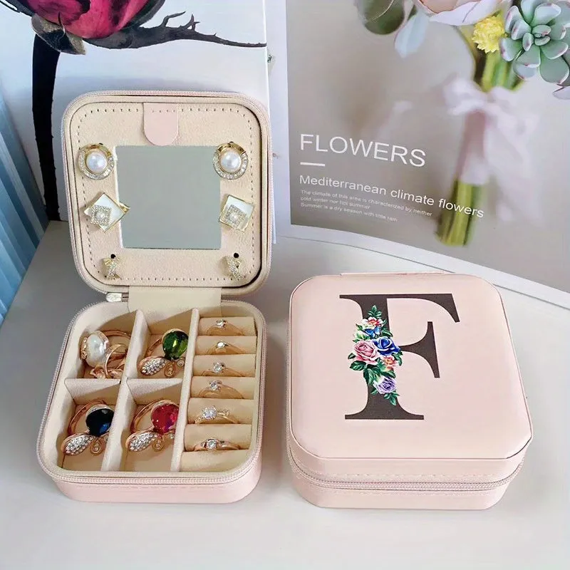 Portable Travel Jewelry Case and Organizer with Mirror