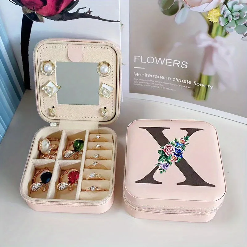 Portable Travel Jewelry Case and Organizer with Mirror