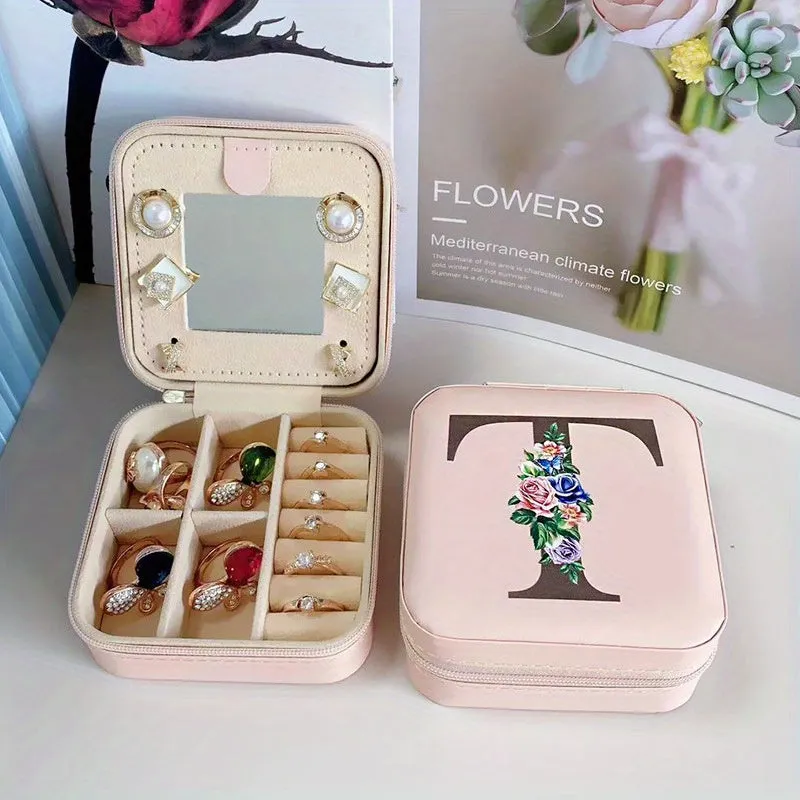 Portable Travel Jewelry Case and Organizer with Mirror