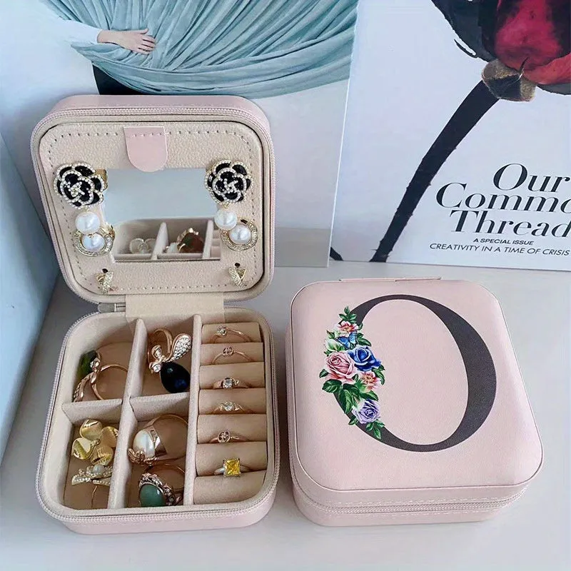 Portable Travel Jewelry Case and Organizer with Mirror