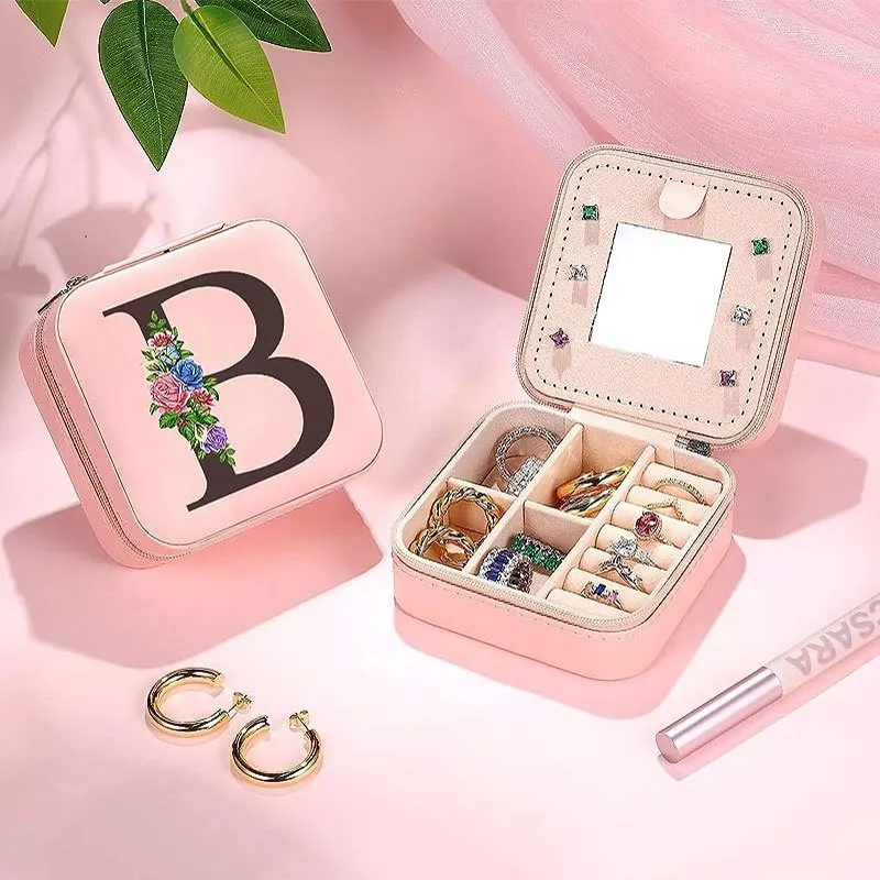 Portable Travel Jewelry Case and Organizer with Mirror