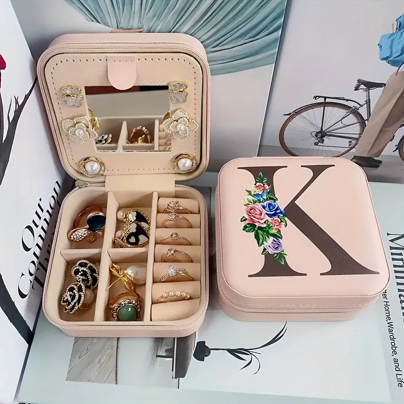 Portable Travel Jewelry Case and Organizer with Mirror