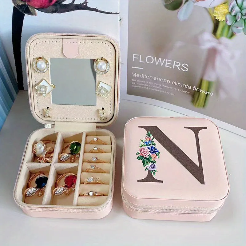 Portable Travel Jewelry Case and Organizer with Mirror