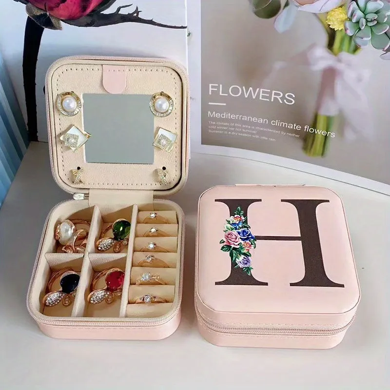 Portable Travel Jewelry Case and Organizer with Mirror
