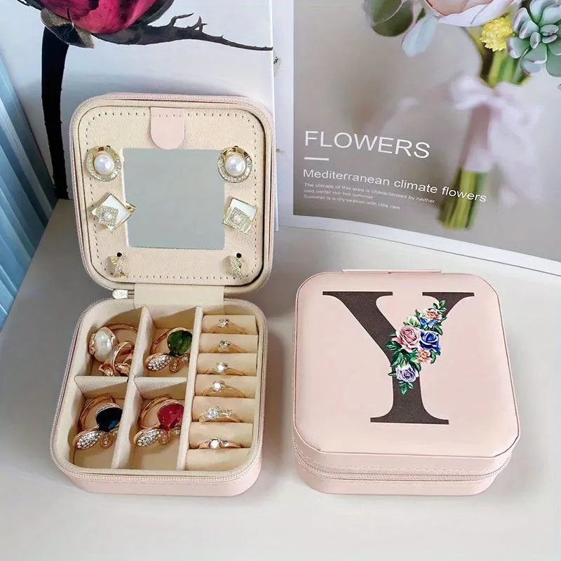 Portable Travel Jewelry Case and Organizer with Mirror