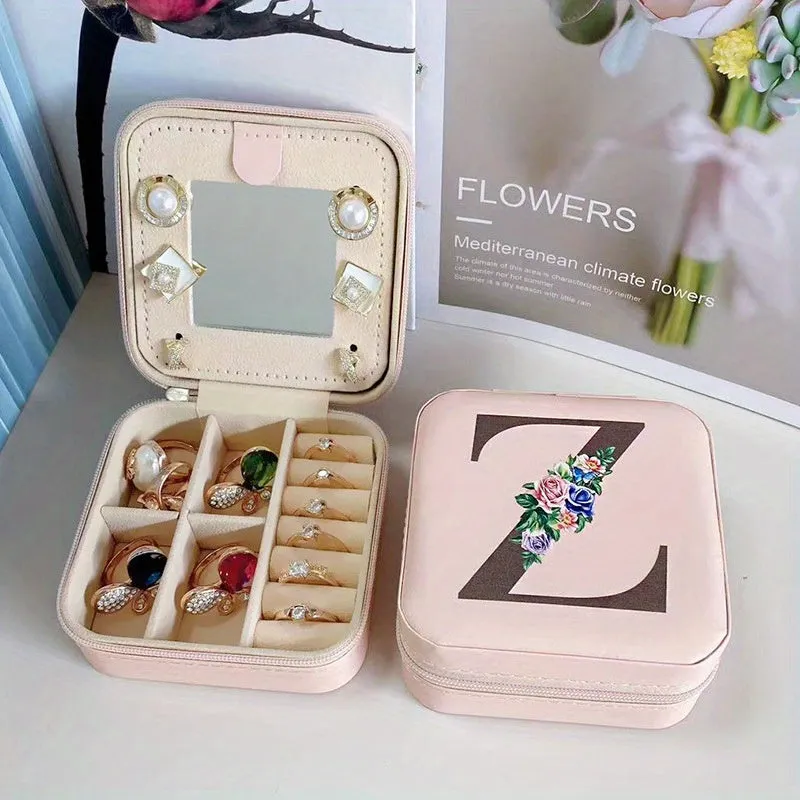 Portable Travel Jewelry Case and Organizer with Mirror
